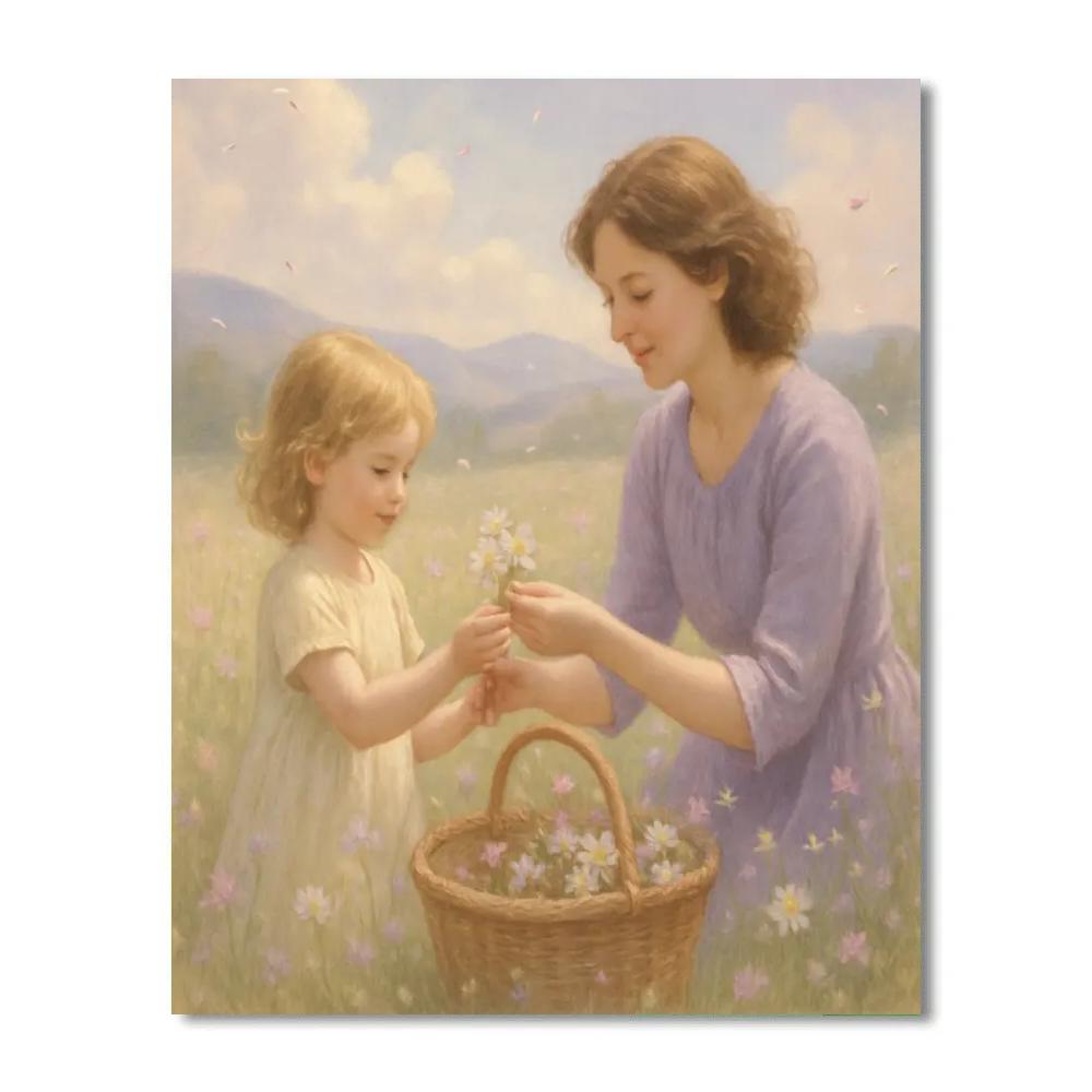 Mother And Child Flower Picking Number painting