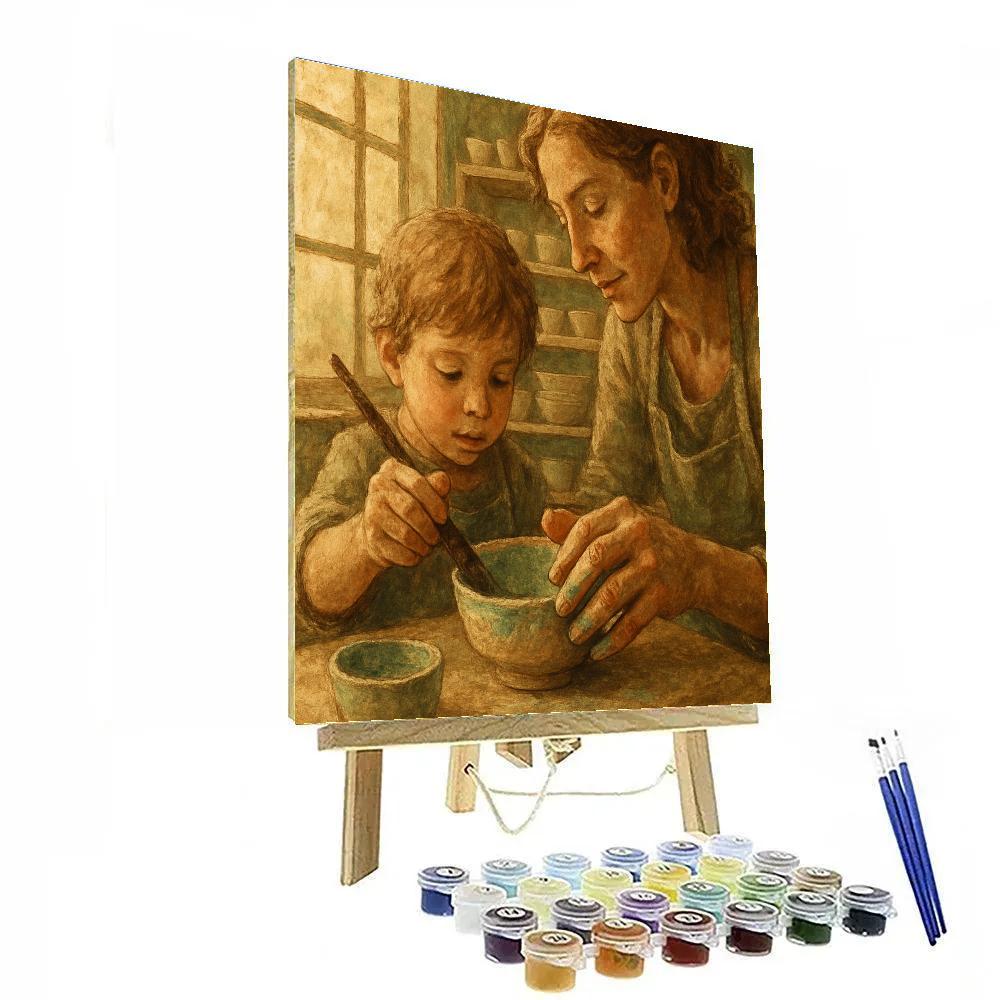 Mother And Child Pottery Glaze Number painting
