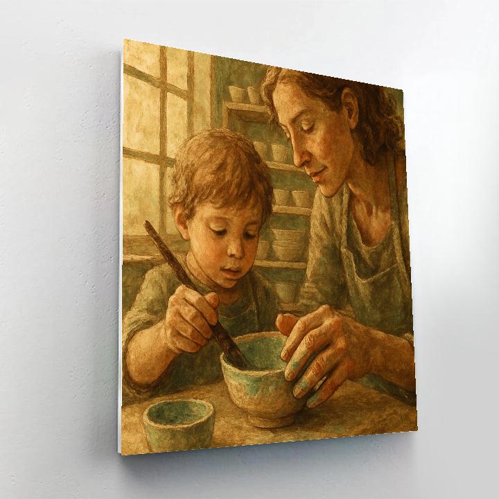 Mother And Child Pottery Glaze Number painting