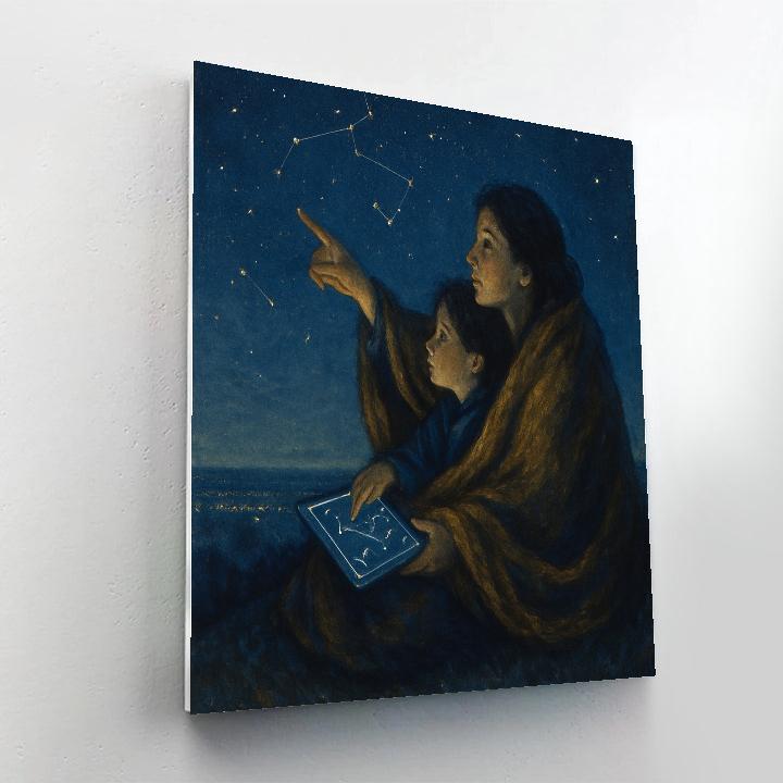 Mother And Child Stargazing On Hill Painting by numbers kit