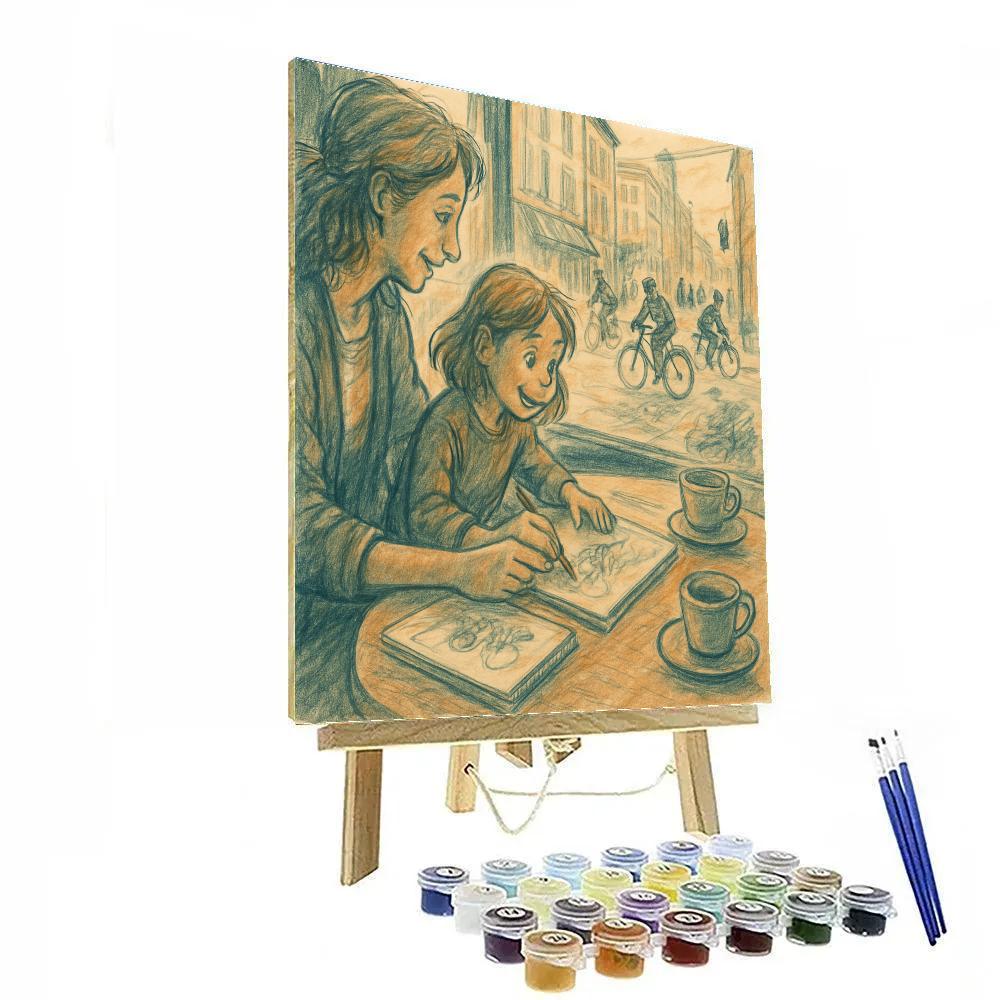 Mother And Child Urban Sketching Painting by numbers kit
