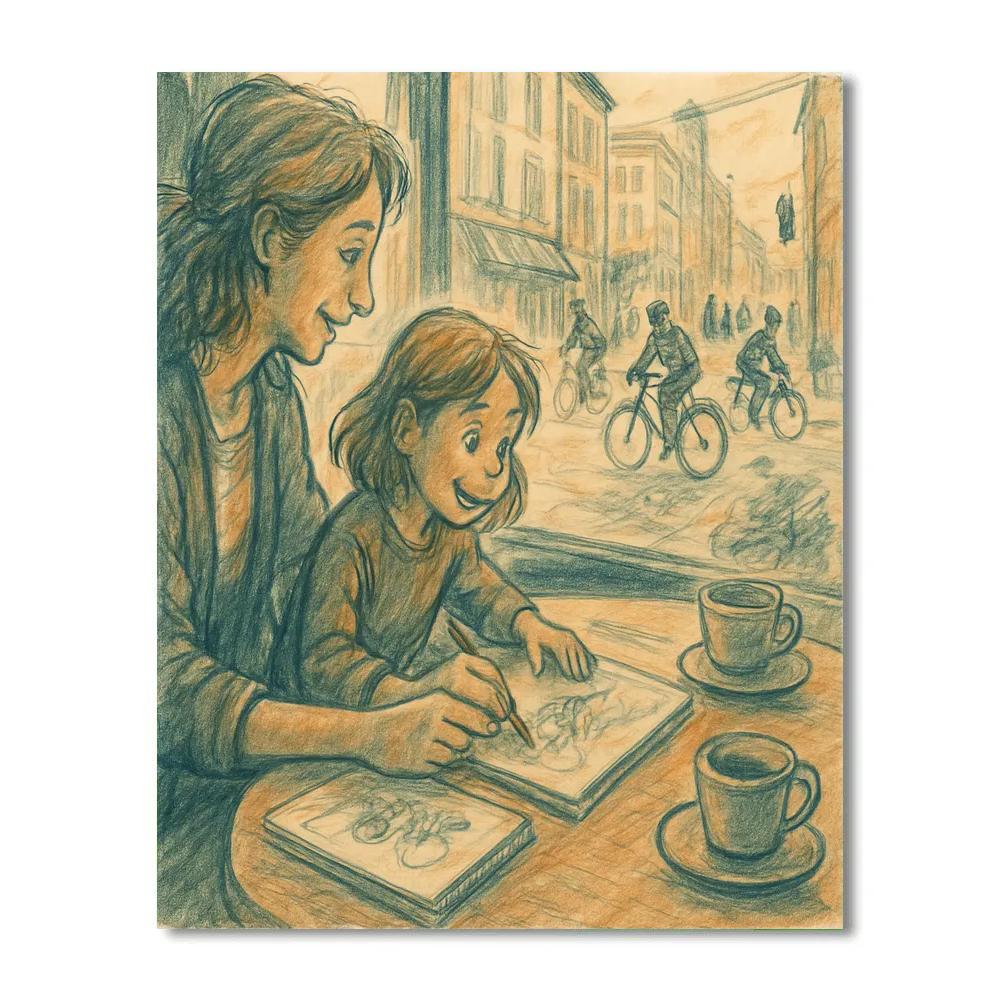 Mother And Child Urban Sketching Painting by numbers kit