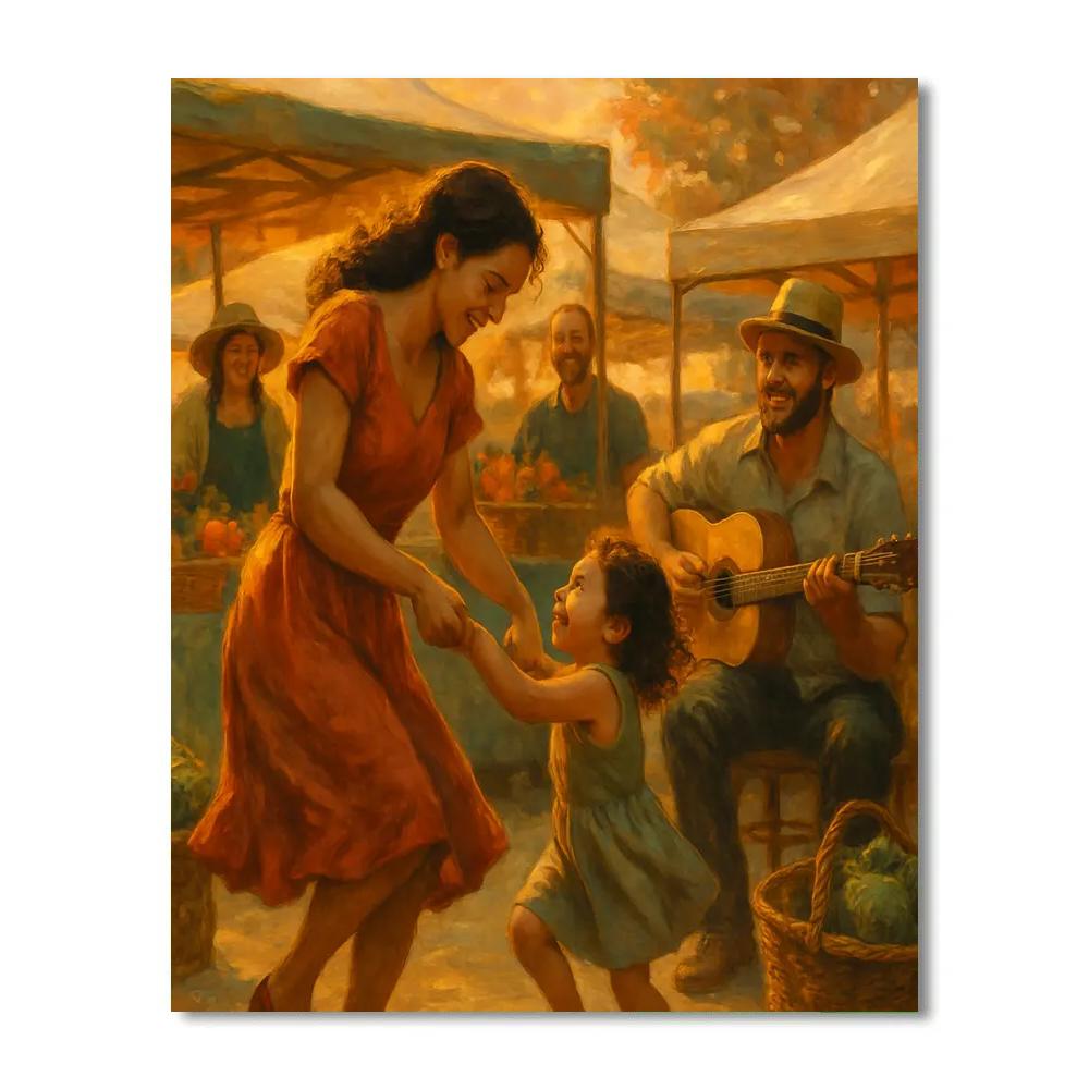 Mother And Child At Farmers Market Music Numbered painting kits