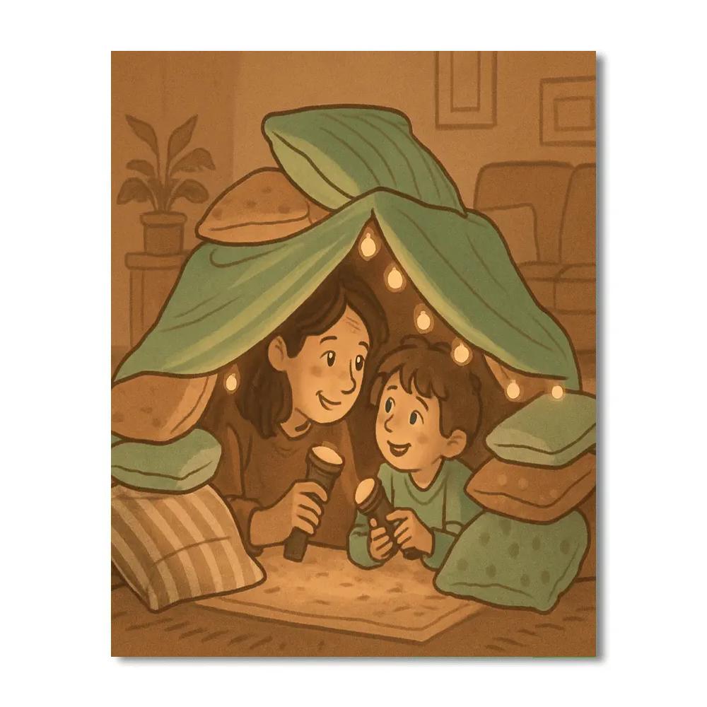 Mother And Child Fort Building painting number kit