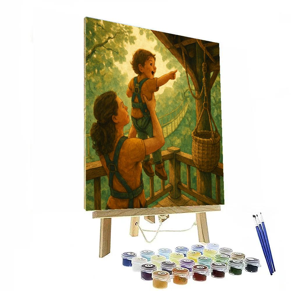 Rainforest Treehouse Visit painting number kit