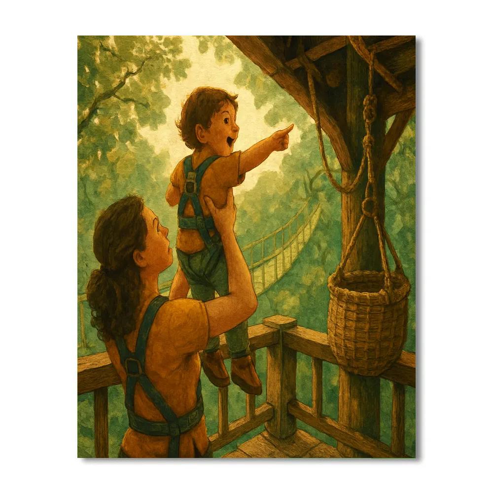 Rainforest Treehouse Visit painting number kit