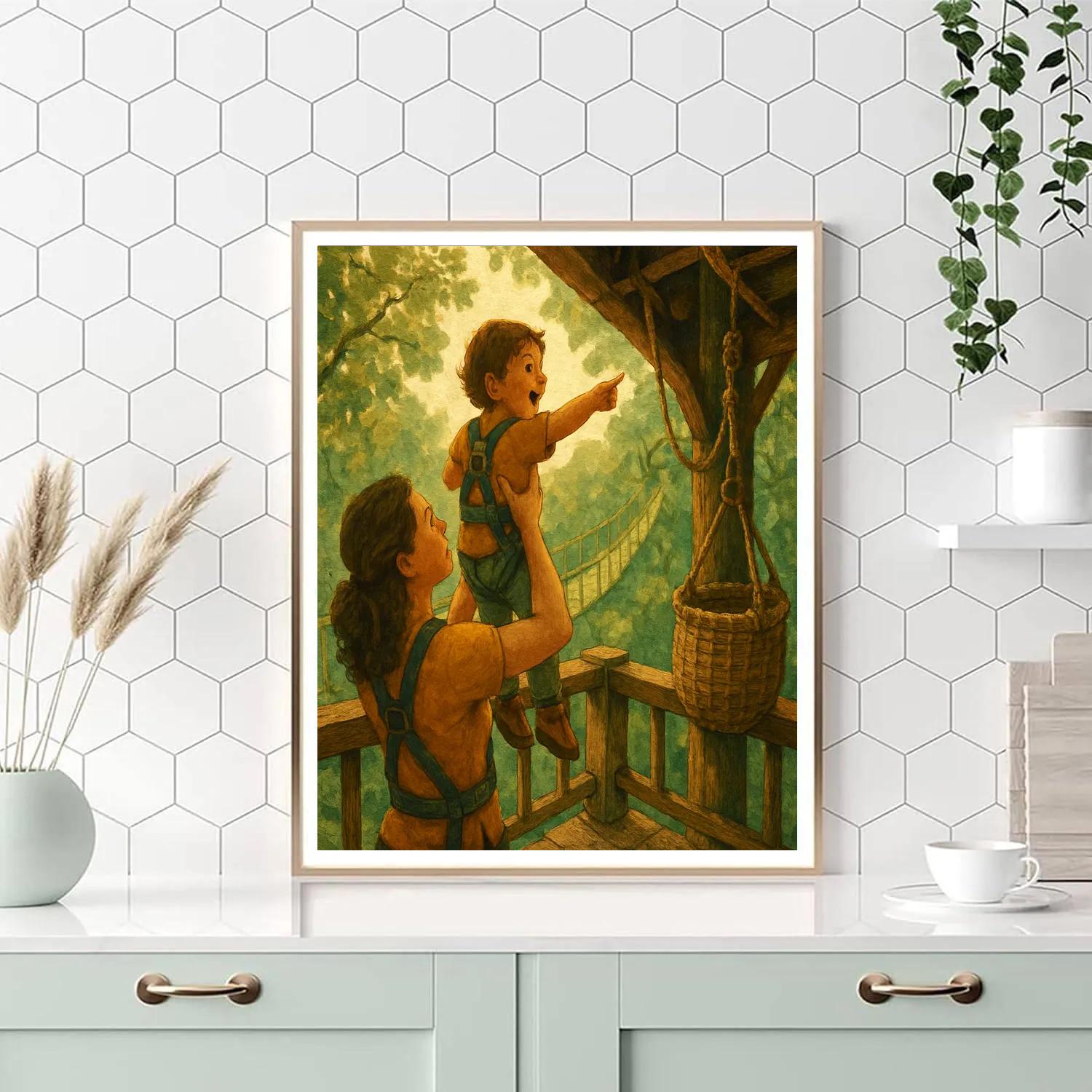 Rainforest Treehouse Visit painting number kit