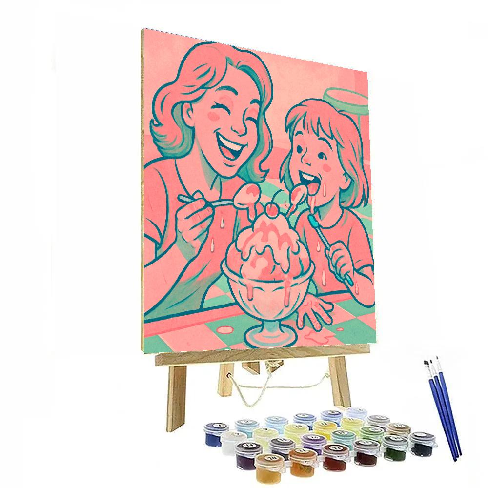 Mother And Child At Ice Cream Parlor Numbered painting kits