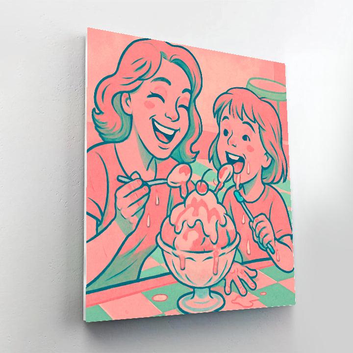 Mother And Child At Ice Cream Parlor Numbered painting kits