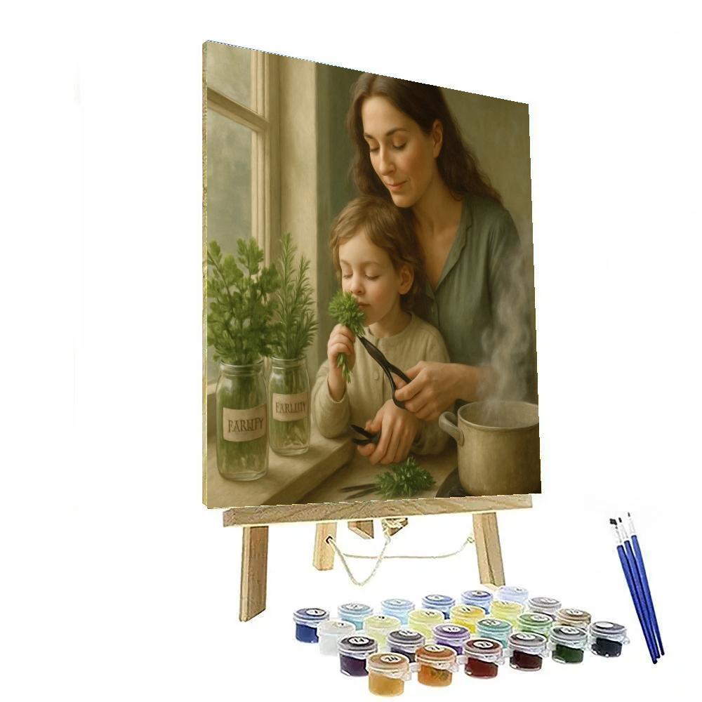 Mother And Child Harvesting Herbs DIY paint by numbers
