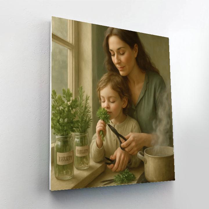 Mother And Child Harvesting Herbs DIY paint by numbers