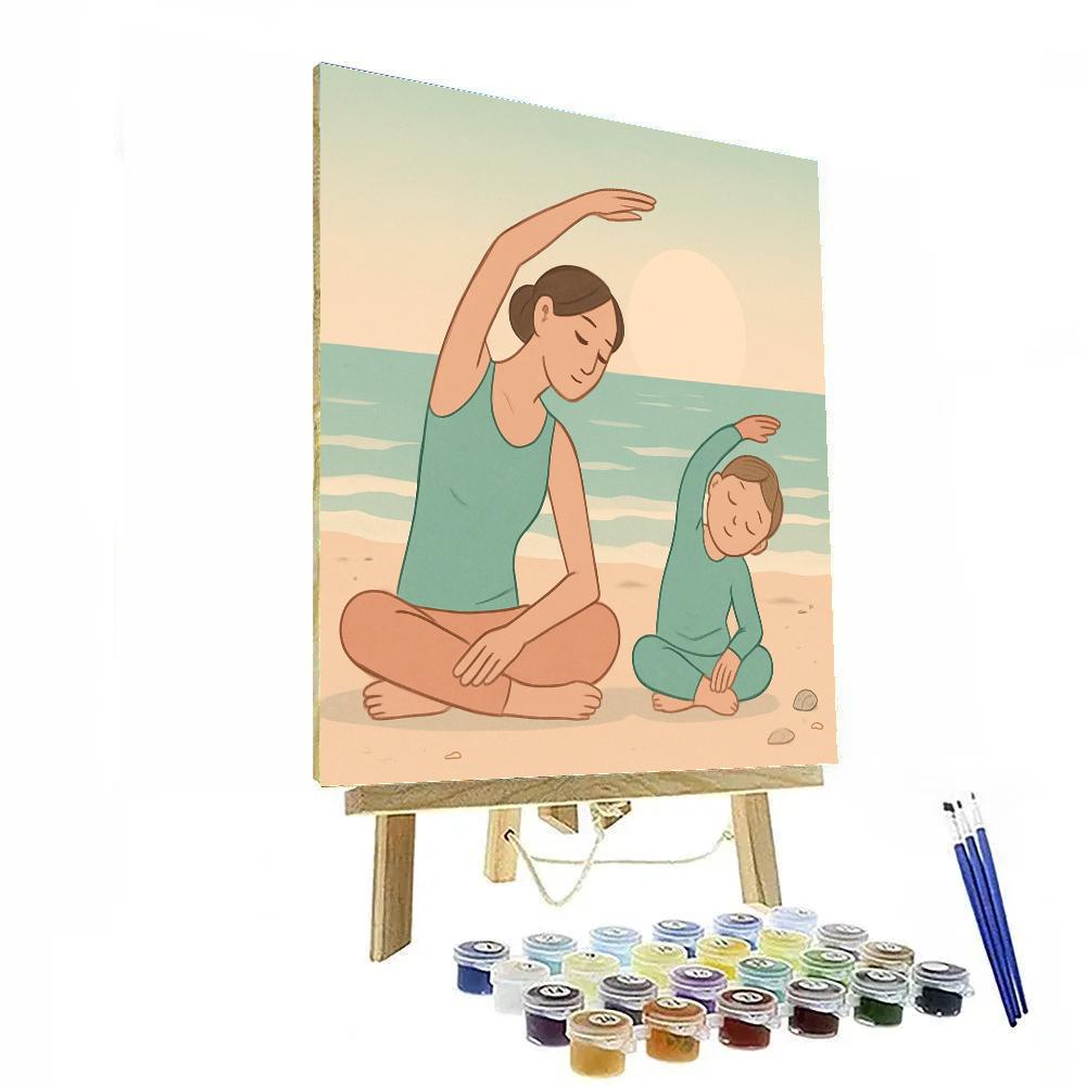 Sunrise Beach Yoga With Child painting number kit