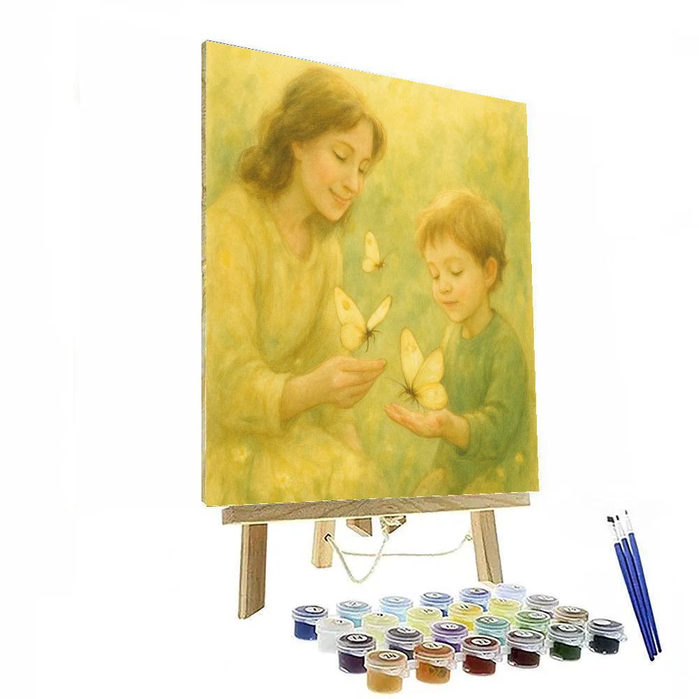 Mother And Child Observing Butterflies Number painting