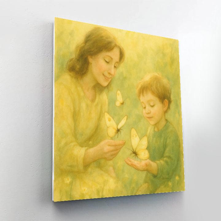 Mother And Child Observing Butterflies Number painting