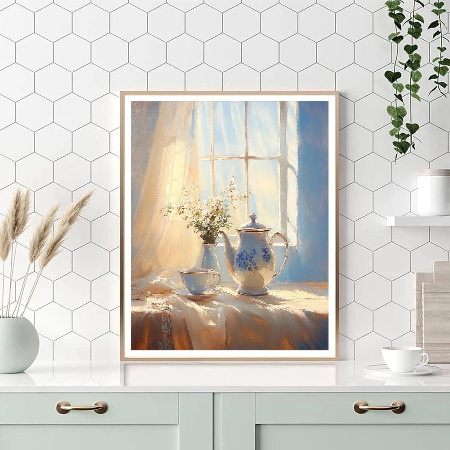 Vermeer Inspired Afternoon Tea paint by color
