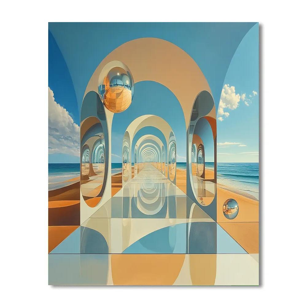 Dali Inspired Corridor Of Mirrors Paint by numbers art