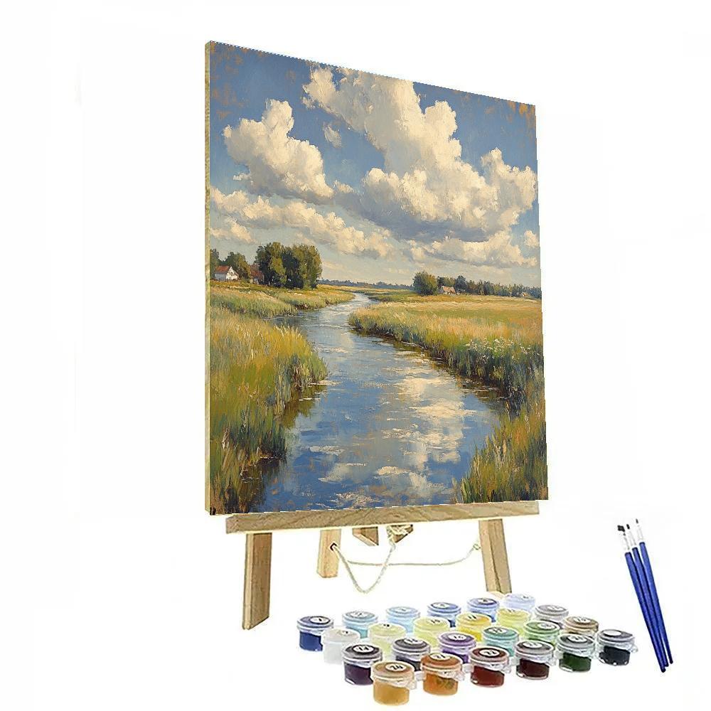 Constable Inspired Riverbend Number painting