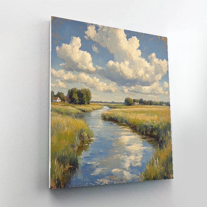 Constable Inspired Riverbend Number painting