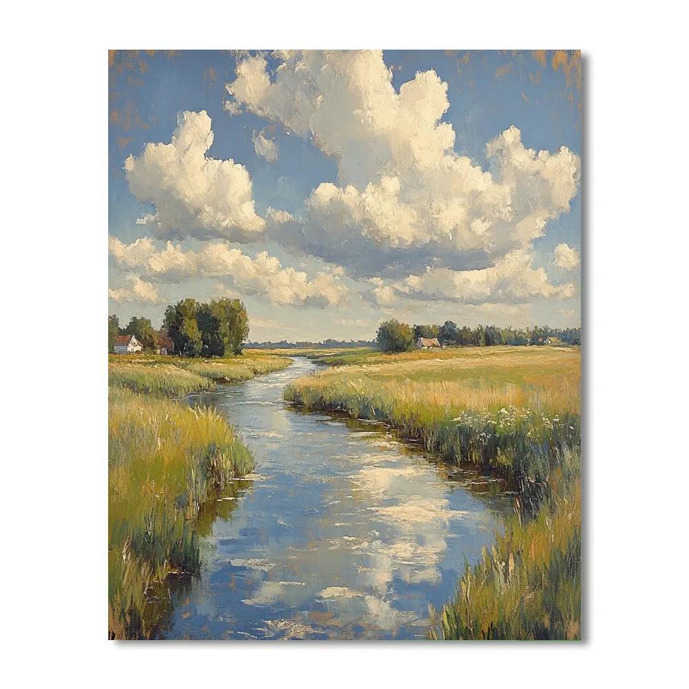 Constable Inspired Riverbend Number painting