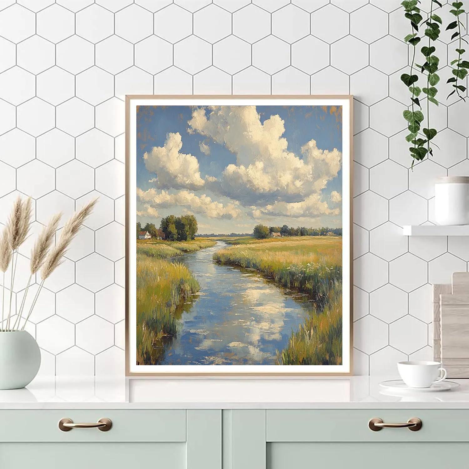 Constable Inspired Riverbend Number painting
