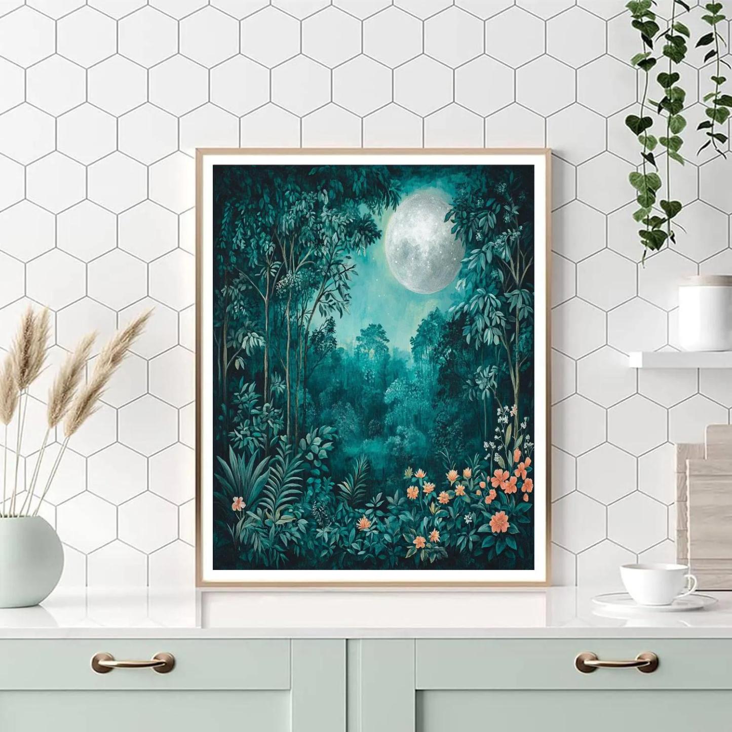 Rousseau Inspired Moonlit Jungle Painting by numbers kit