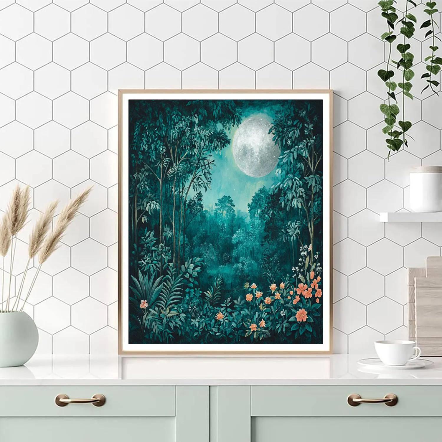 Rousseau Inspired Moonlit Jungle Painting by numbers kit
