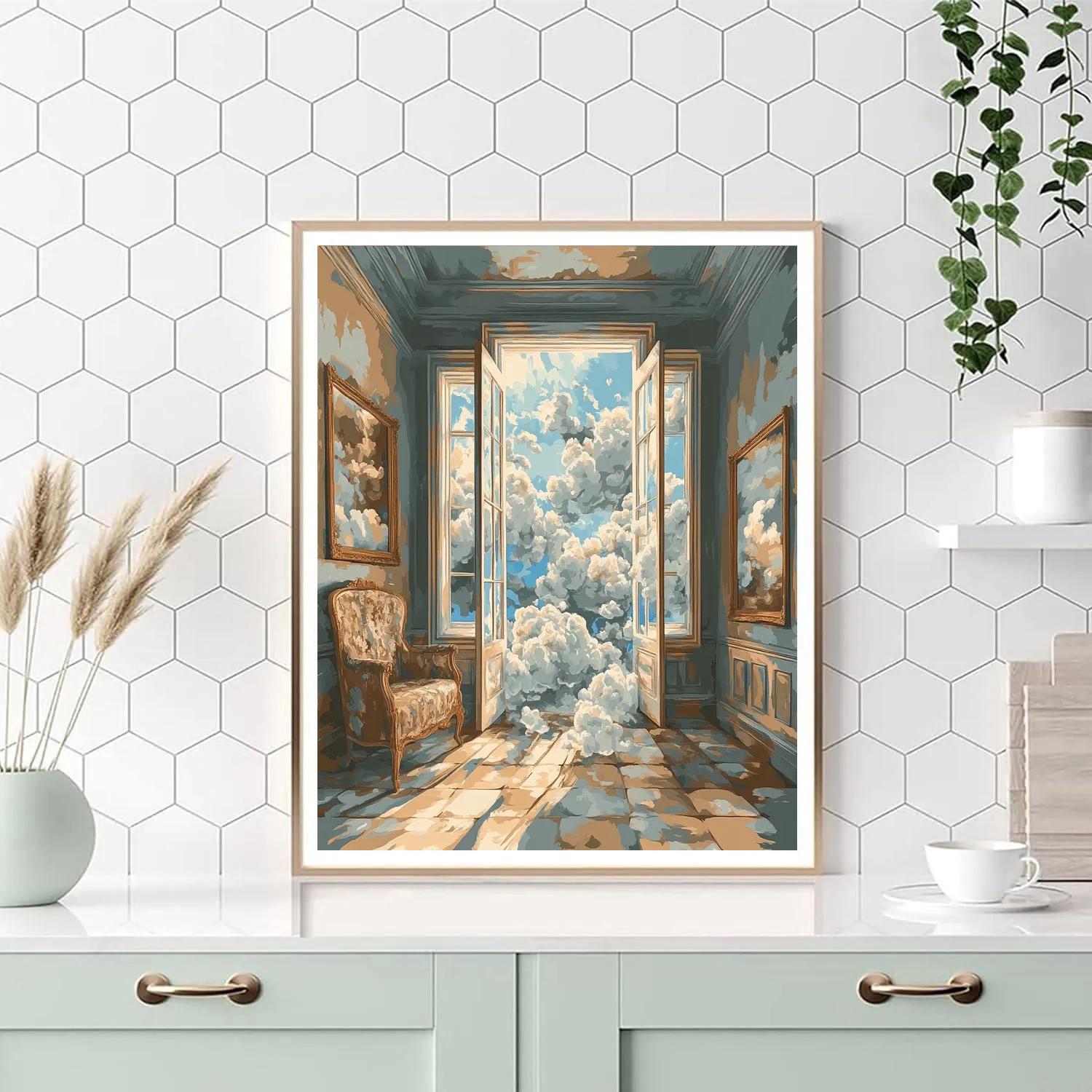 Magritte Inspired Sky Window Painting by numbers kit