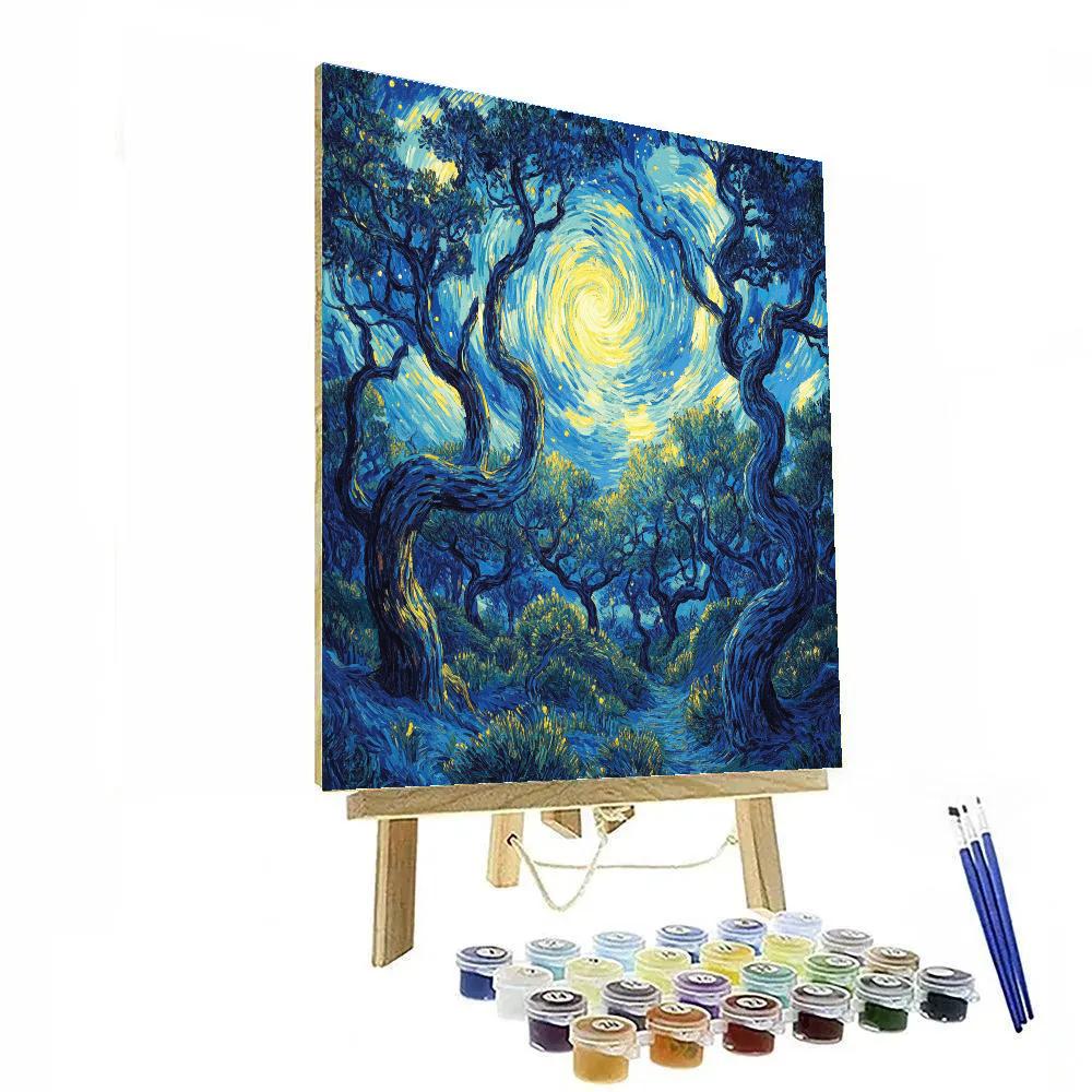 Van Gogh Inspired Starry Forest painting number kit