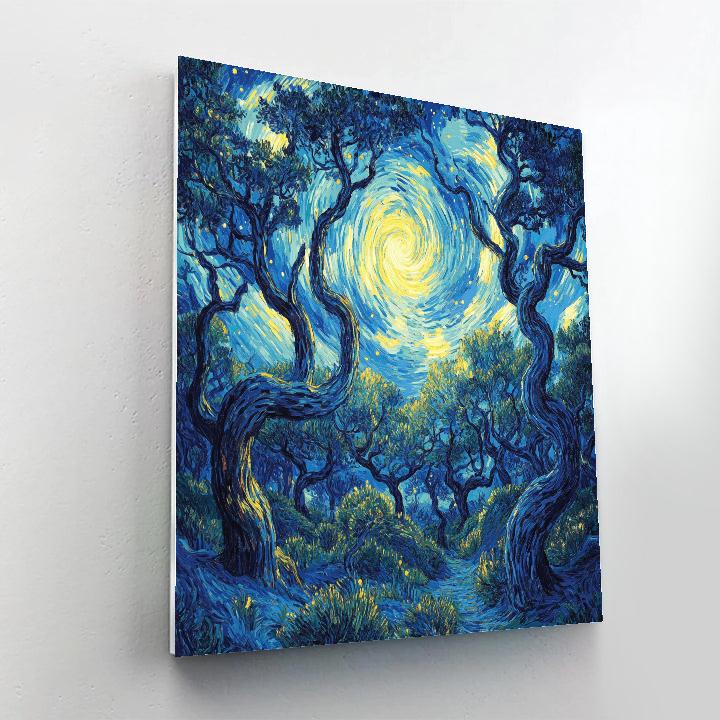 Van Gogh Inspired Starry Forest painting number kit