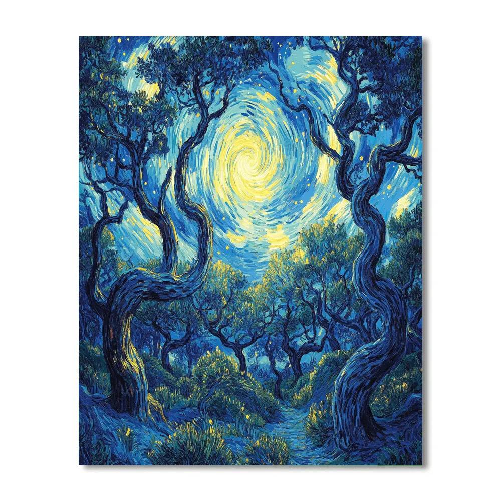Van Gogh Inspired Starry Forest painting number kit