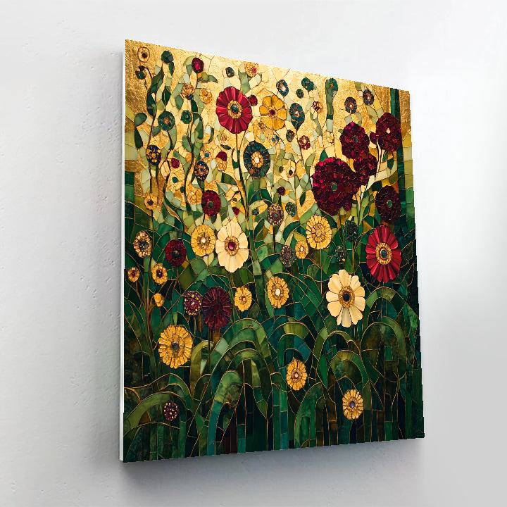 Gustav Klimt Inspired Golden Blossoms paint by color