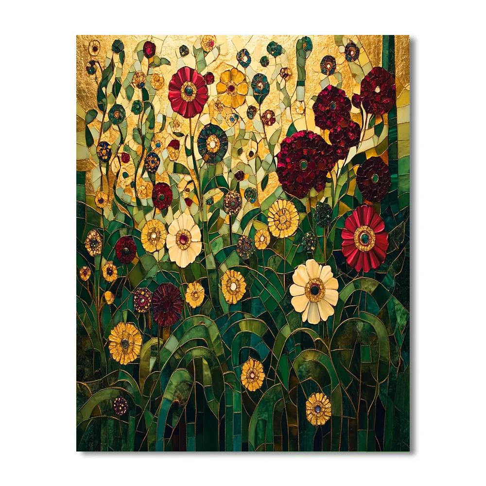 Gustav Klimt Inspired Golden Blossoms paint by color