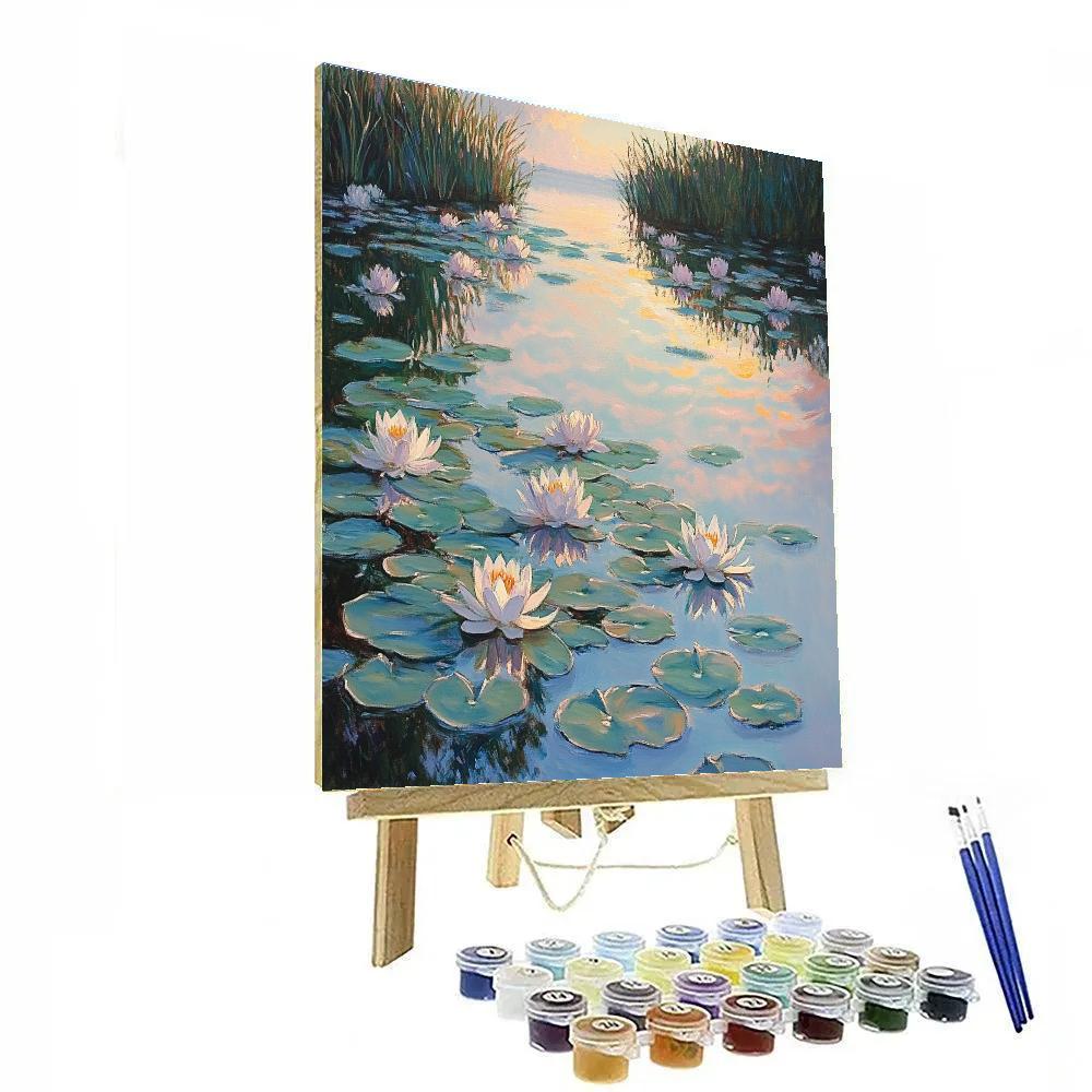 Claude Monet Inspired Water Lilies And Sunrise Numbered painting kits