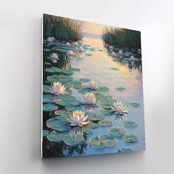 Claude Monet Inspired Water Lilies And Sunrise Numbered painting kits