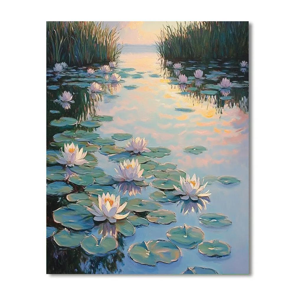 Claude Monet Inspired Water Lilies And Sunrise Numbered painting kits