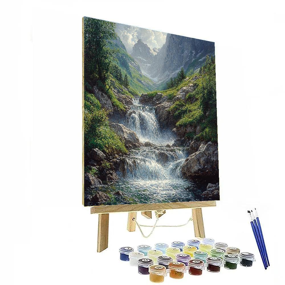 Gustave Courbet Inspired Mountain Stream painting number kit