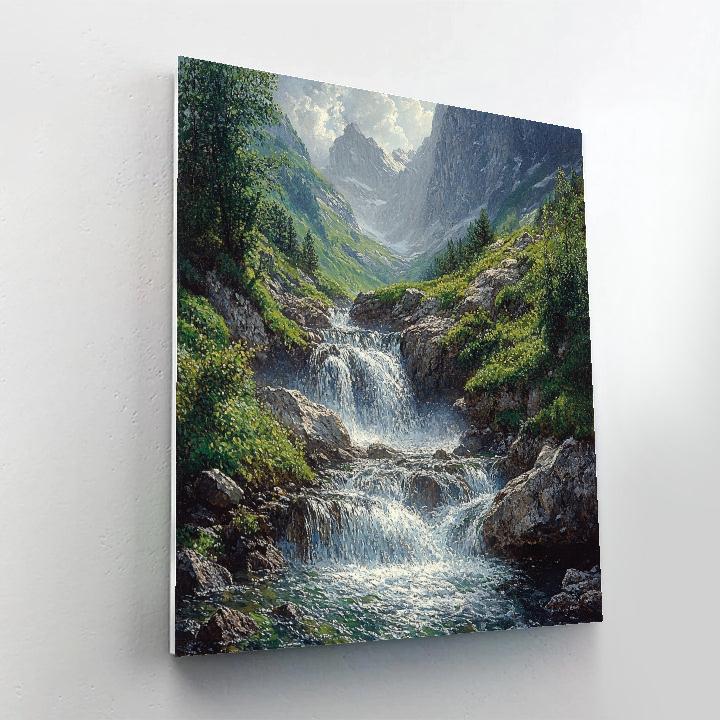 Gustave Courbet Inspired Mountain Stream painting number kit