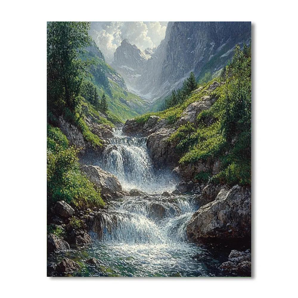 Gustave Courbet Inspired Mountain Stream painting number kit