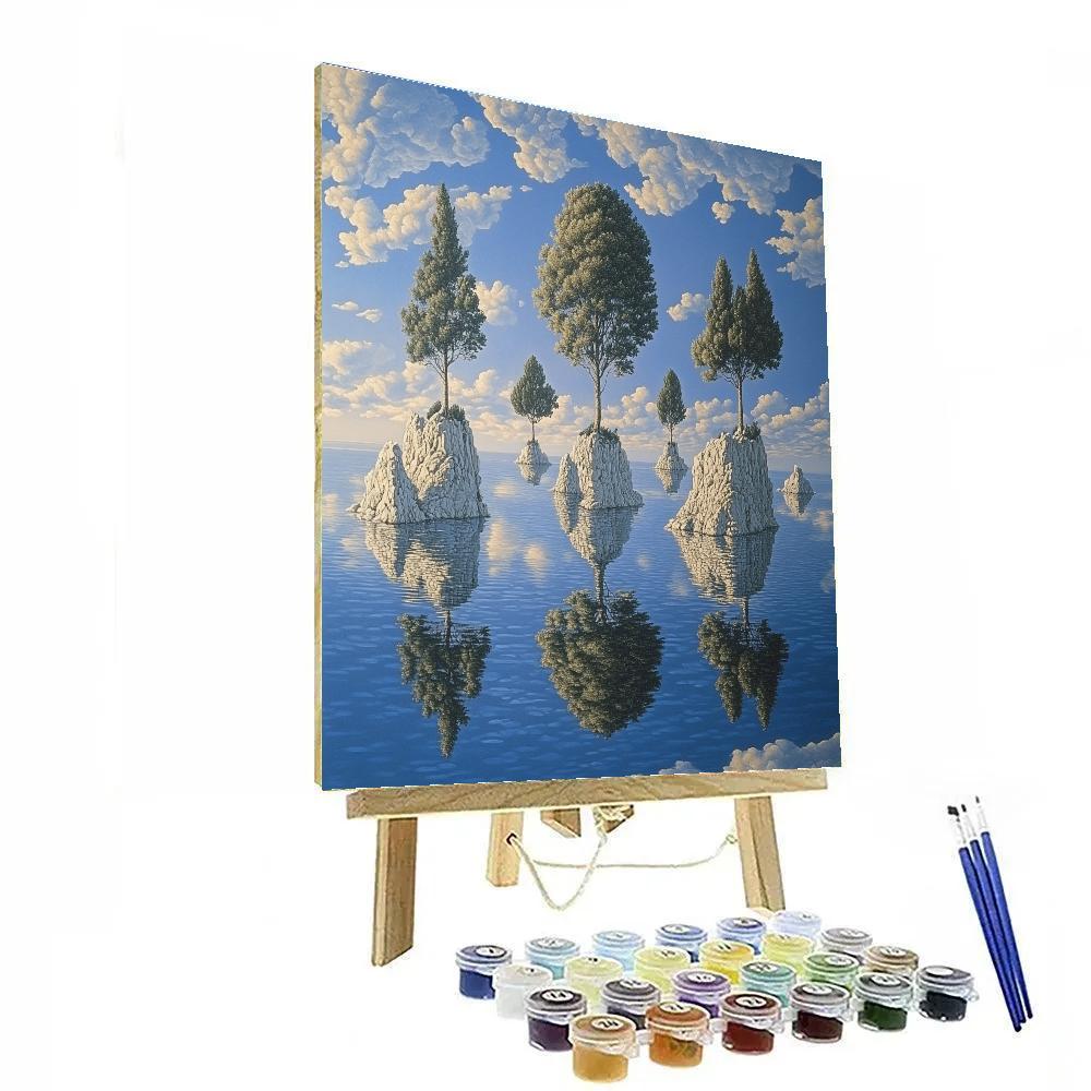 René Magritte Inspired Floating Islands Numbered painting kits
