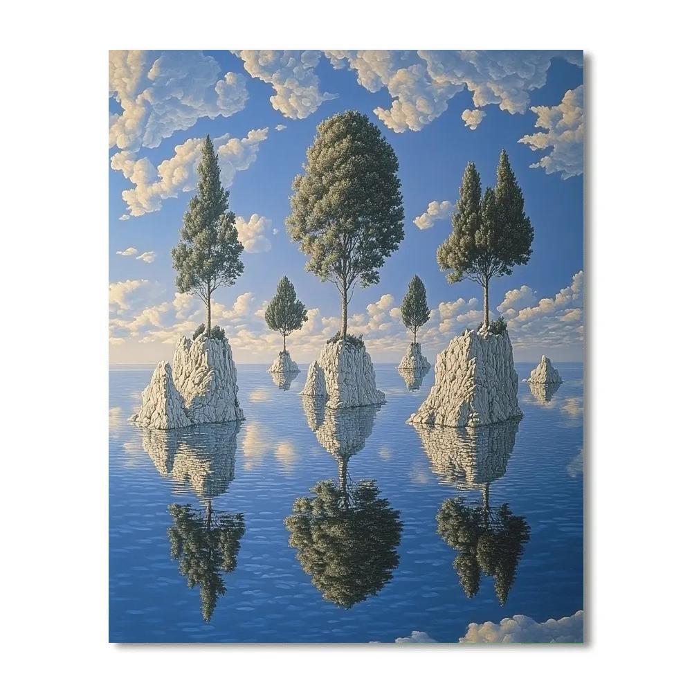 René Magritte Inspired Floating Islands Numbered painting kits