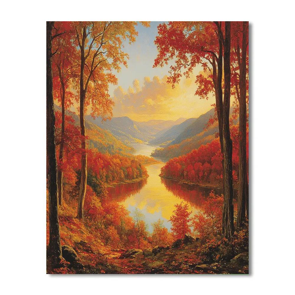 Thomas Cole Inspired Autumn Landscape paint by number