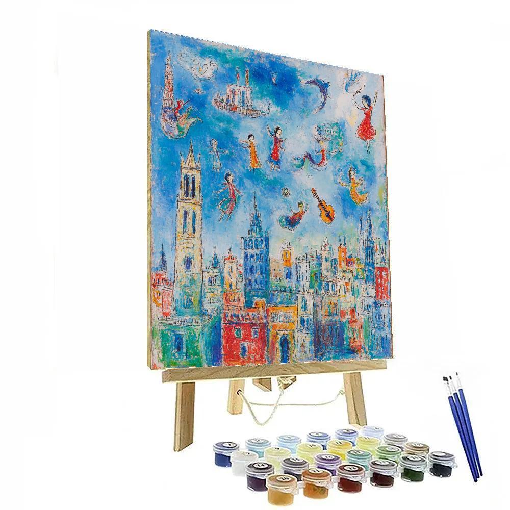 Marc Chagall Inspired Dreamy Cityscape DIY paint by numbers