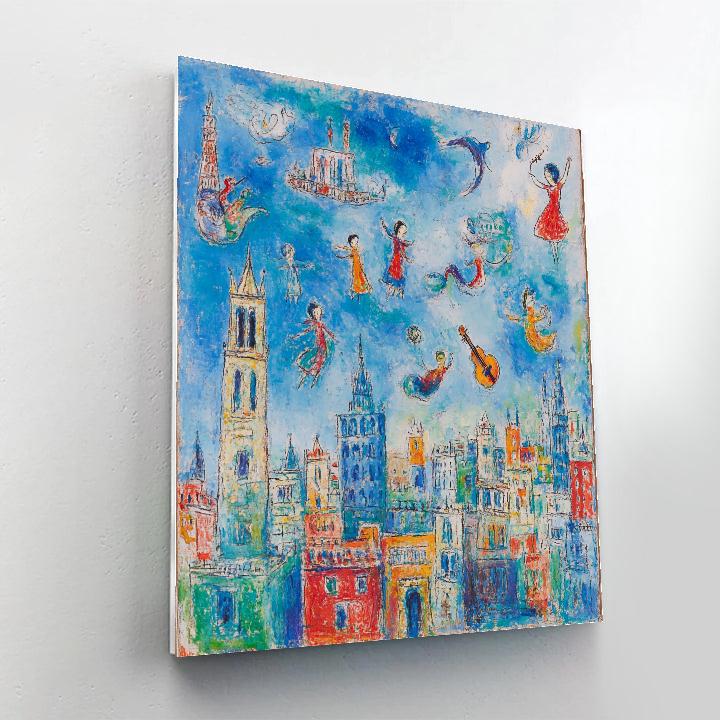 Marc Chagall Inspired Dreamy Cityscape DIY paint by numbers