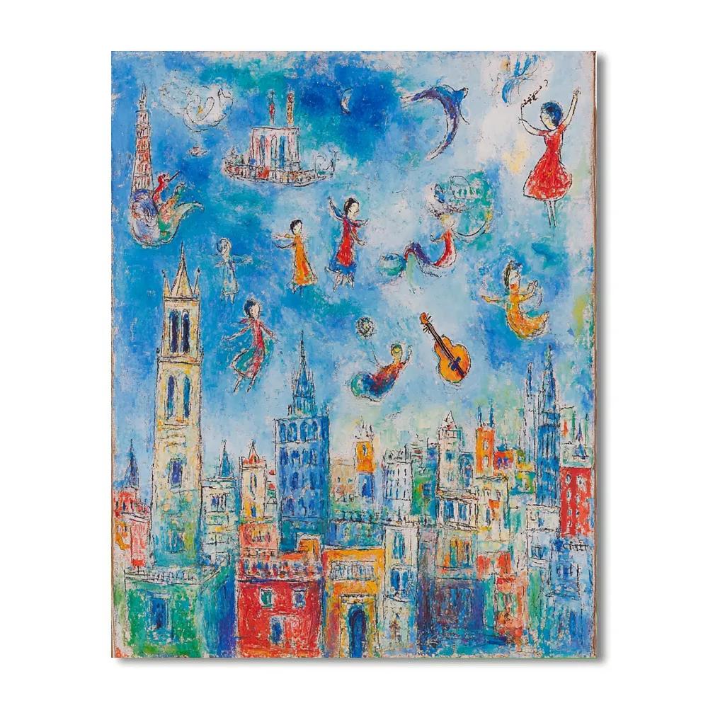 Marc Chagall Inspired Dreamy Cityscape DIY paint by numbers