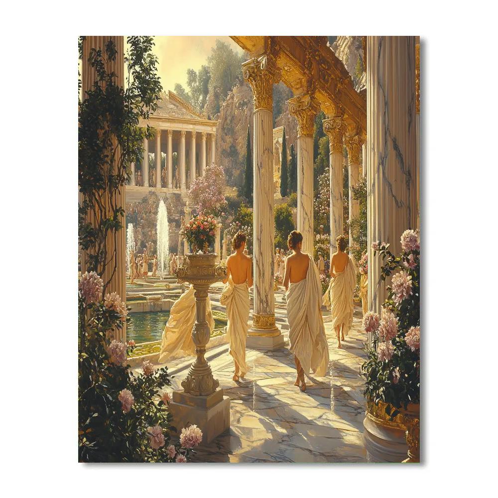 Lawrence Alma-Tadema Inspired Ancient Roman Garden Paint by numbers art