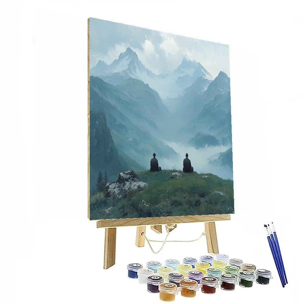 Caspar David Friedrich Inspired Misty Mountains Numbered painting kits