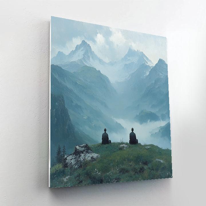 Caspar David Friedrich Inspired Misty Mountains Numbered painting kits