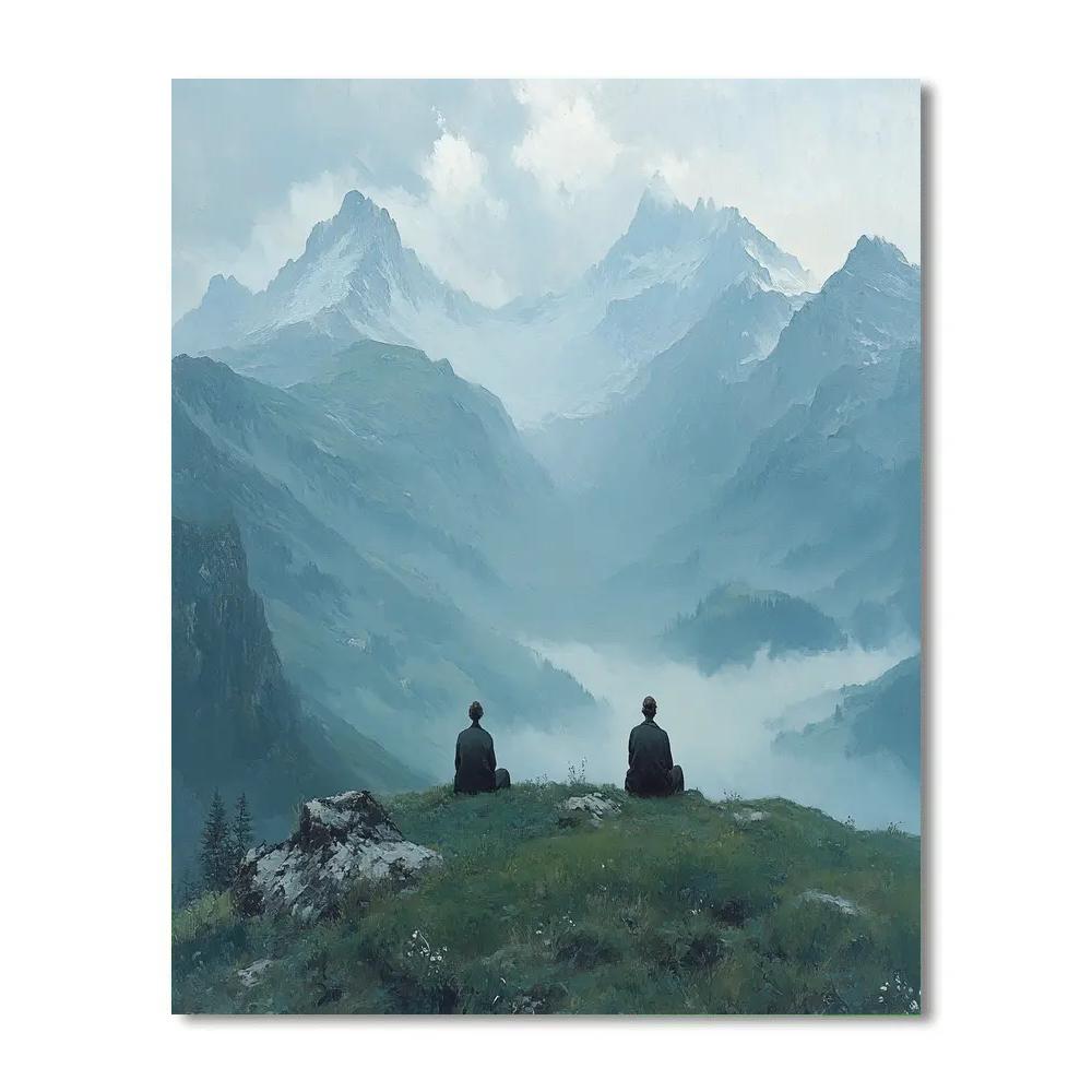 Caspar David Friedrich Inspired Misty Mountains Numbered painting kits