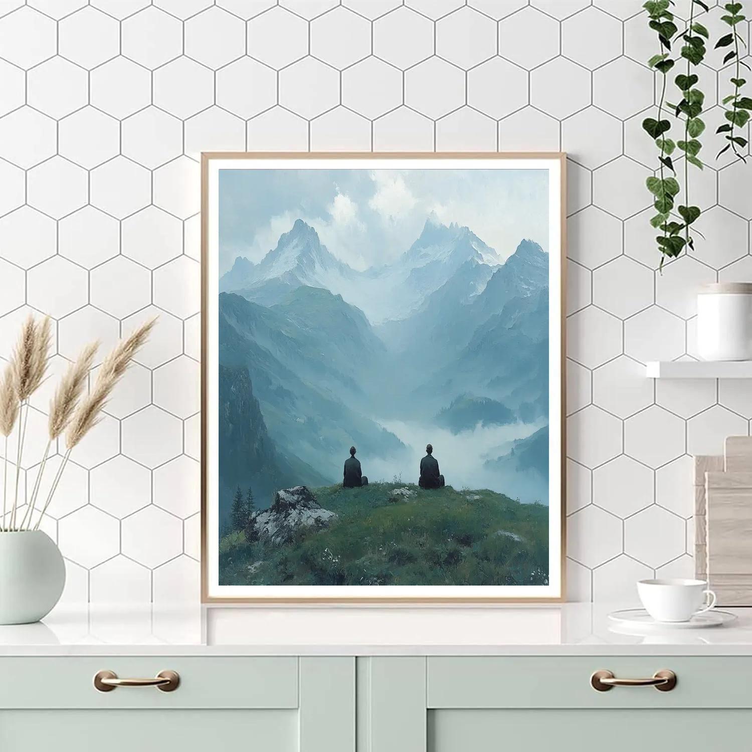 Caspar David Friedrich Inspired Misty Mountains Numbered painting kits