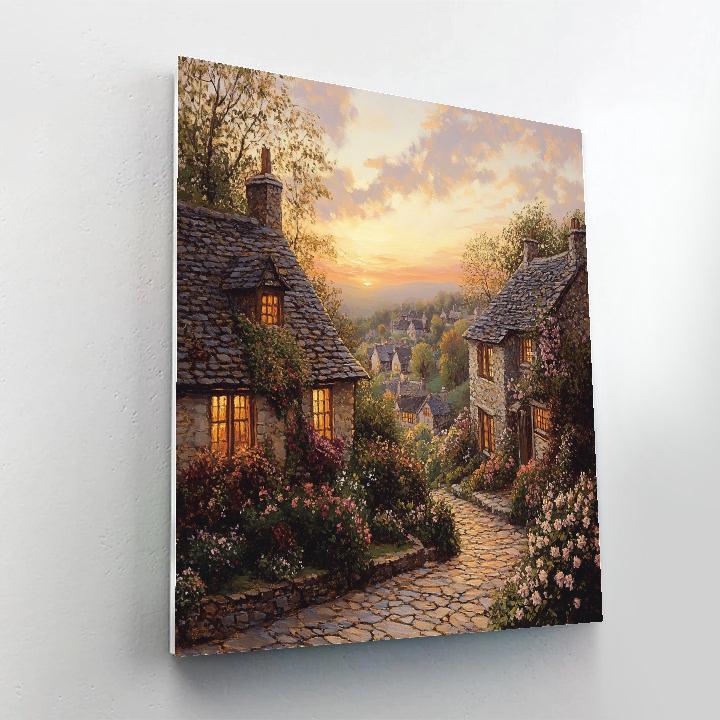 William Holman Hunt Inspired Sunrise Over Village Paint by numbers kits